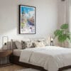 03 - Framed Spain Madrid Watercolor Canvas Print - Bedroom.jpg
