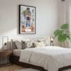 03 - Framed Streets of Lisbon Portugal Watercolor Canvas Print - Bedroom.jpg