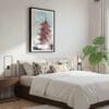 03 - Framed Tokyo Sakura - Watercolor Canvas Print - Bedroom.jpg