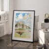 03 - France Mont Saint Michel Watercolor Art - Digital Downloads - Frame Standing on floor.jpg