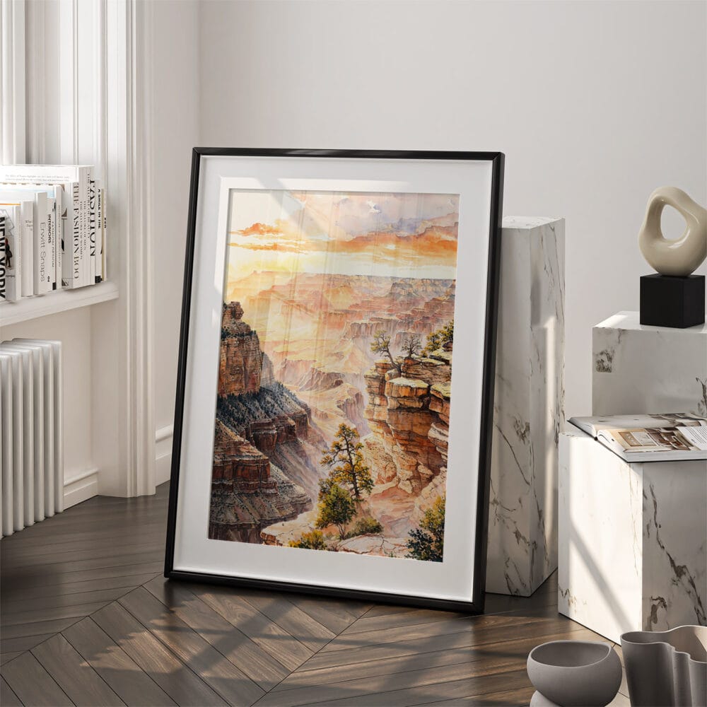 03 - Grand Canyon Watercolor Art - Digital Downloads - Frame Standing on floor.jpg 03 - Grand Canyon Watercolor Art - Digital Downloads - Frame Standing on floor.jpg