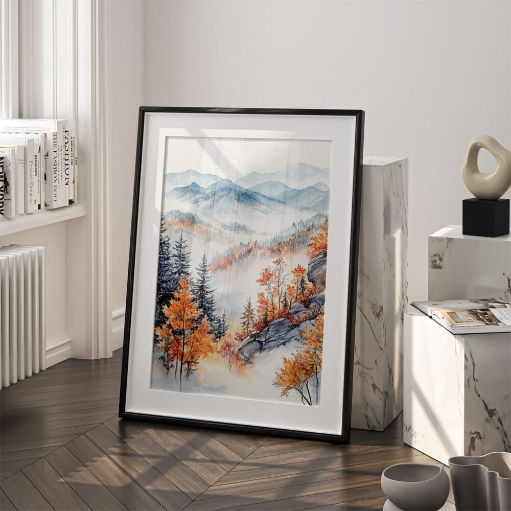 03 - Great Smoky Mountains Watercolor Art - Digital Downloads - Frame Standing on floor.jpg 03 - Great Smoky Mountains Watercolor Art - Digital Downloads - Frame Standing on floor.jpg