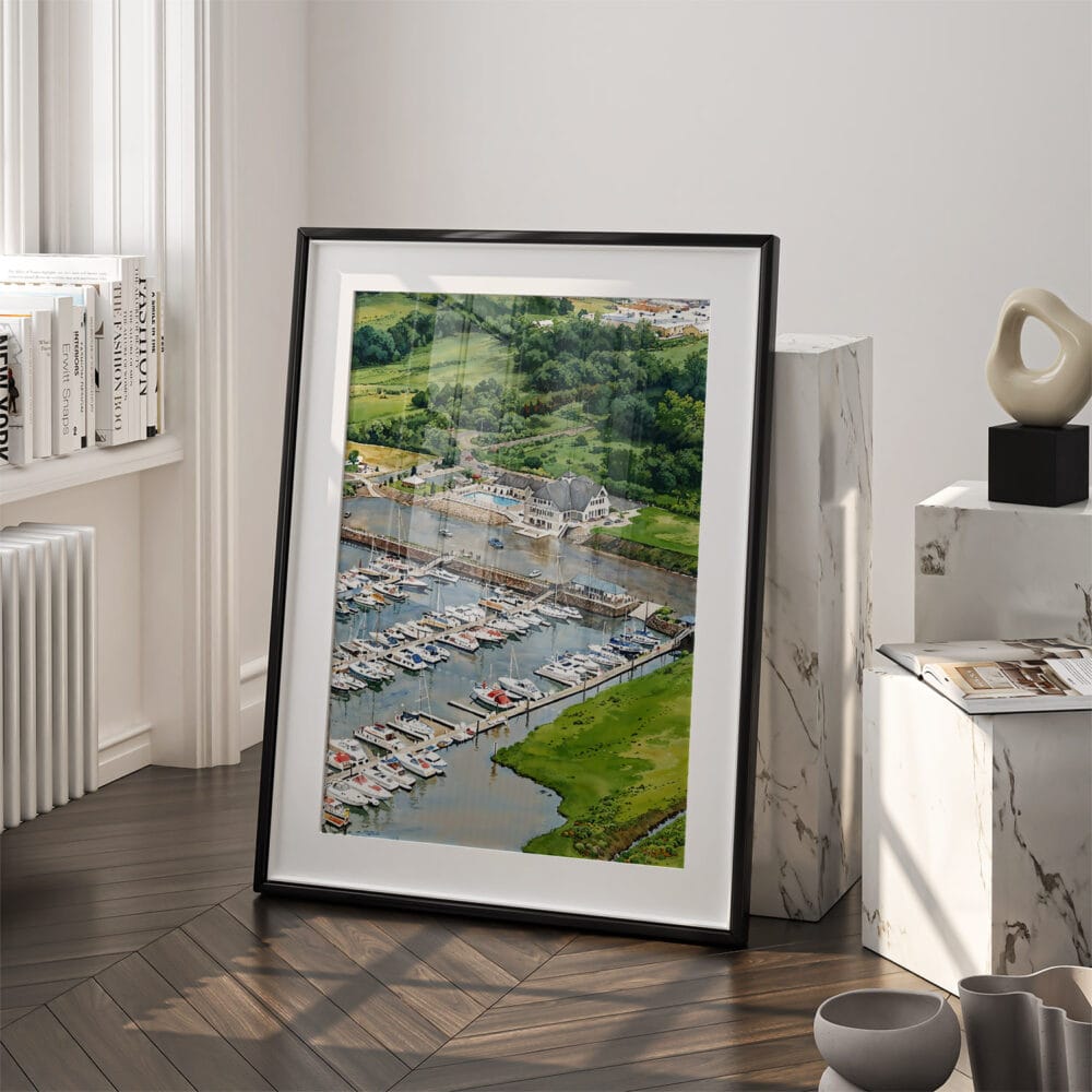 03 - Guilford Yacht Club Watercolor Art - Digital Downloads - Frame Standing on floor.jpg 03 - Guilford Yacht Club Watercolor Art - Digital Downloads - Frame Standing on floor.jpg