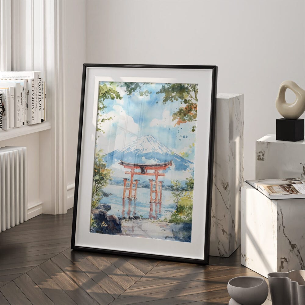 03 - Hakone Gate Watercolor Art - Digital Downloads - Frame Standing on floor.jpg 03 - Hakone Gate Watercolor Art - Digital Downloads - Frame Standing on floor.jpg