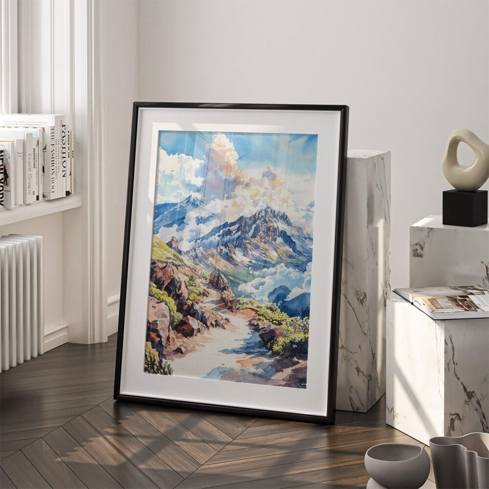 03 - Haleakalā National Park Watercolor Art - Digital Downloads - Frame Standing on floor.jpg 03 - Haleakalā National Park Watercolor Art - Digital Downloads - Frame Standing on floor.jpg