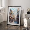 03 - Hanoi Old Quarter Watercolor Art - Digital Downloads - Frame Standing on floor.jpg