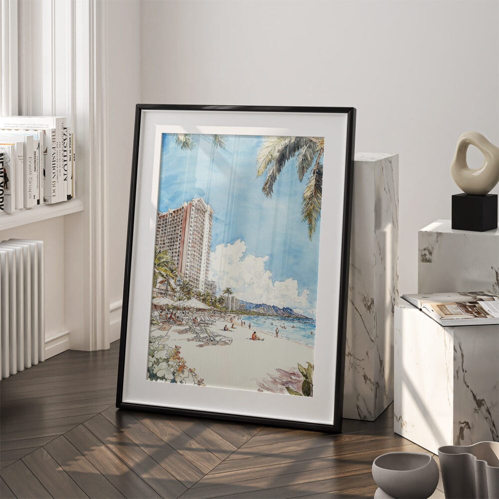 03 - Hawaii - Maui 2 Watercolor Art - Digital Downloads - Frame Standing on floor.jpg 03 - Hawaii - Maui 2 Watercolor Art - Digital Downloads - Frame Standing on floor.jpg