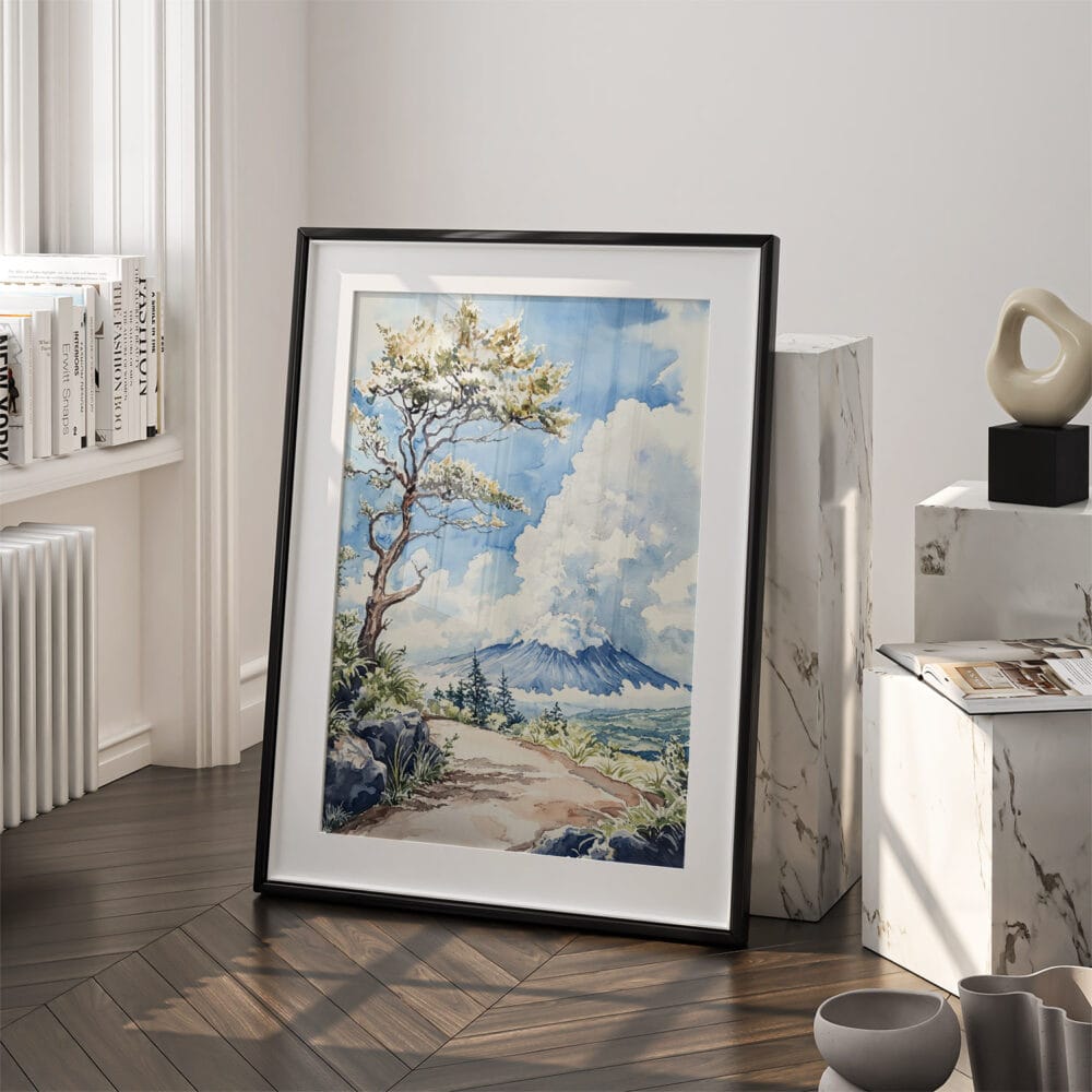 03 - Hawaii Volcanoes National Park Watercolor Art - Digital Downloads - Frame Standing on floor.jpg 03 - Hawaii Volcanoes National Park Watercolor Art - Digital Downloads - Frame Standing on floor.jpg