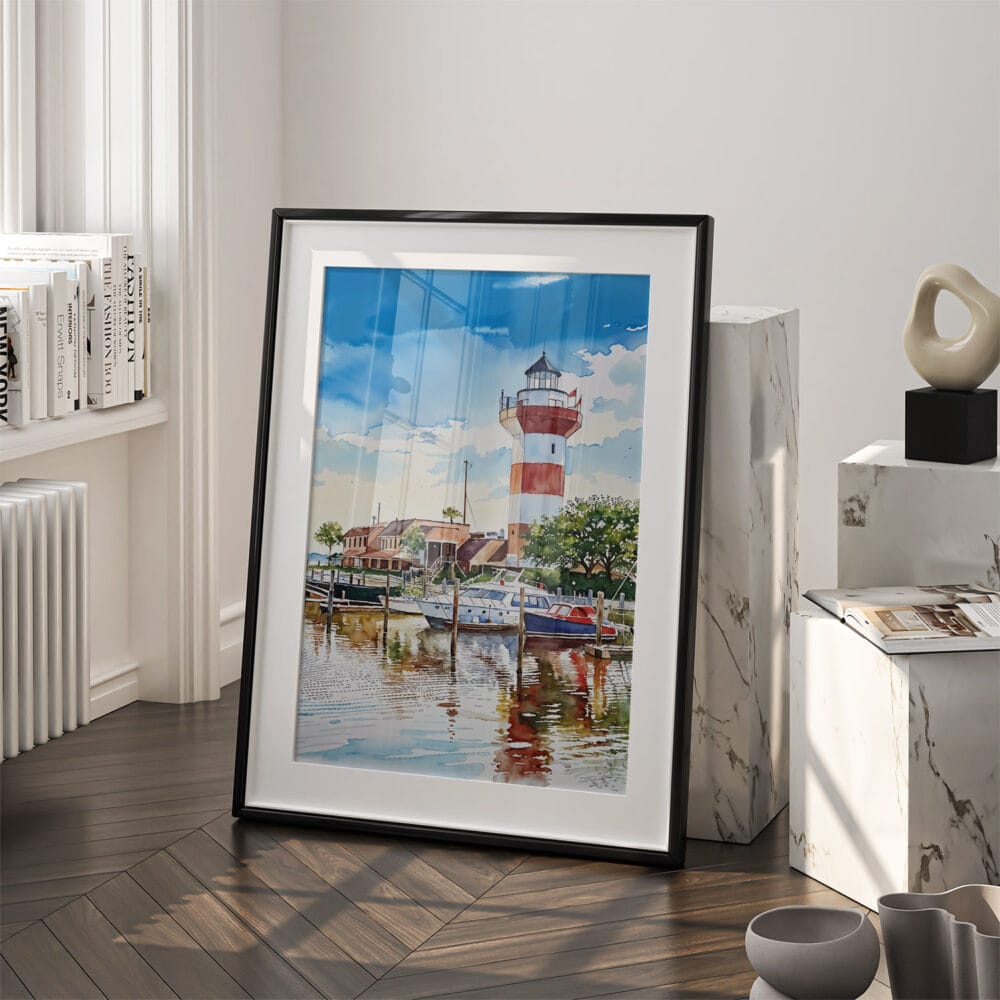 03 - Hilton Head South Carolina Watercolor Art - Digital Downloads - Frame Standing on floor.jpg 03 - Hilton Head South Carolina Watercolor Art - Digital Downloads - Frame Standing on floor.jpg