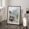 03 - Hmong People in Sapa Vietnam Watercolor Art - Digital Downloads - Frame Standing on floor.jpg