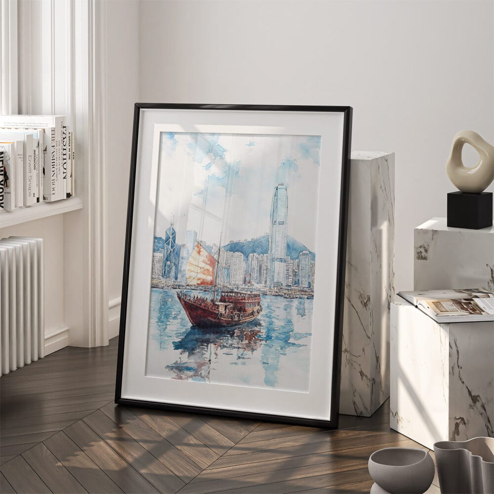 03 - Hong Kong Watercolor Art - Digital Downloads - Frame Standing on floor.jpg 03 - Hong Kong Watercolor Art - Digital Downloads - Frame Standing on floor.jpg