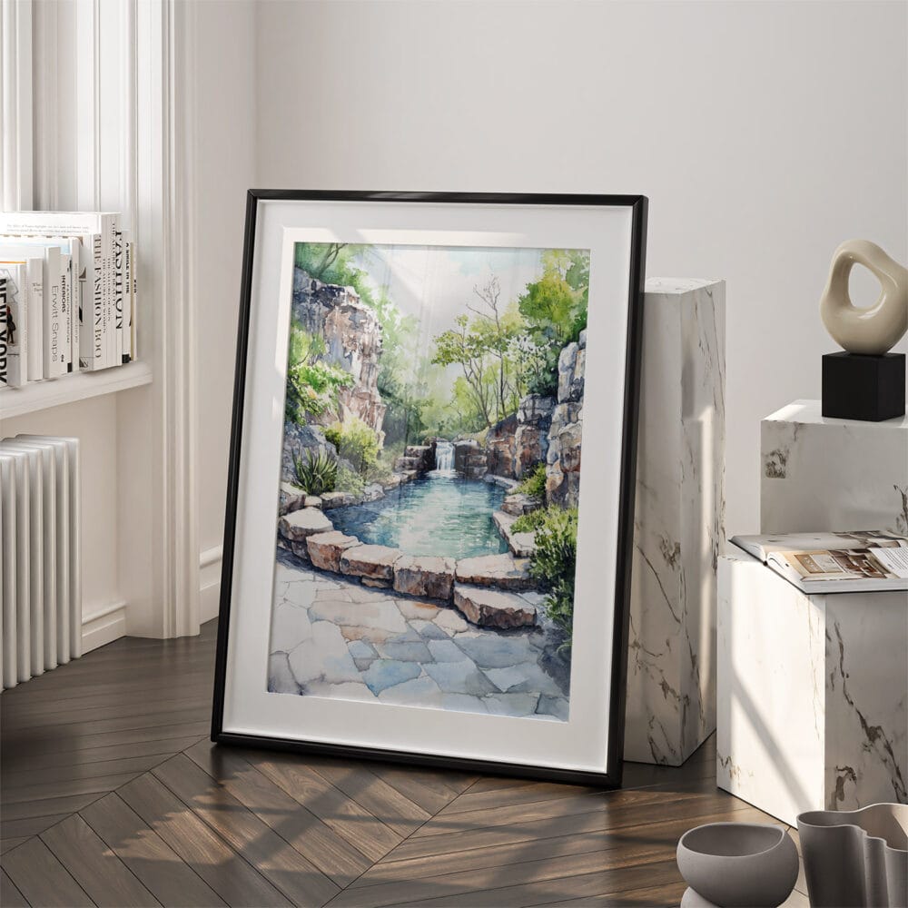 03 - Hot Springs National Park Watercolor Art - Digital Downloads - Frame Standing on floor.jpg 03 - Hot Springs National Park Watercolor Art - Digital Downloads - Frame Standing on floor.jpg