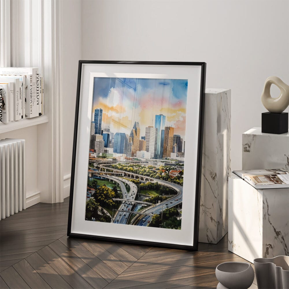 03 - Houston Texas Watercolor Art - Digital Downloads - Frame Standing on floor.jpg 03 - Houston Texas Watercolor Art - Digital Downloads - Frame Standing on floor.jpg