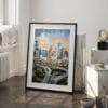 03 - Houston Texas Watercolor Art - Digital Downloads - Frame Standing on floor.jpg