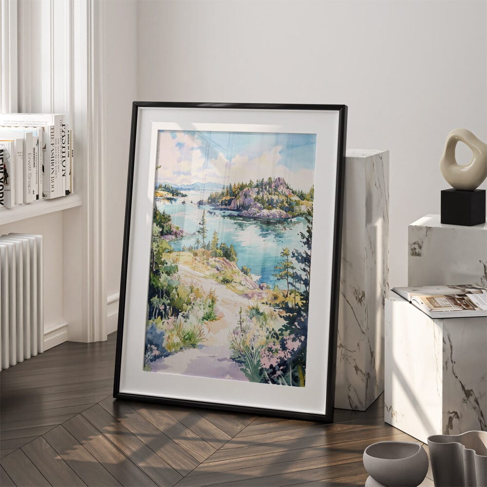 03 - Isle Royale National Park Watercolor Art - Digital Downloads - Frame Standing on floor.jpg 03 - Isle Royale National Park Watercolor Art - Digital Downloads - Frame Standing on floor.jpg