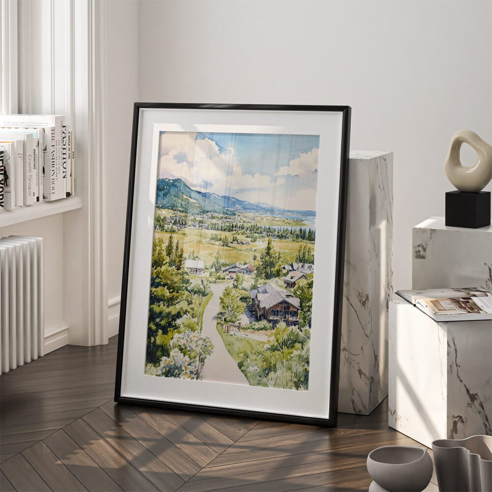 03 - Jackson Hole Wyoming Watercolor Art - Digital Downloads - Frame Standing on floor.jpg 03 - Jackson Hole Wyoming Watercolor Art - Digital Downloads - Frame Standing on floor.jpg