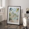 03 - Jamaica Caribbean Island Watercolor Art - Digital Downloads - Frame Standing on floor.jpg
