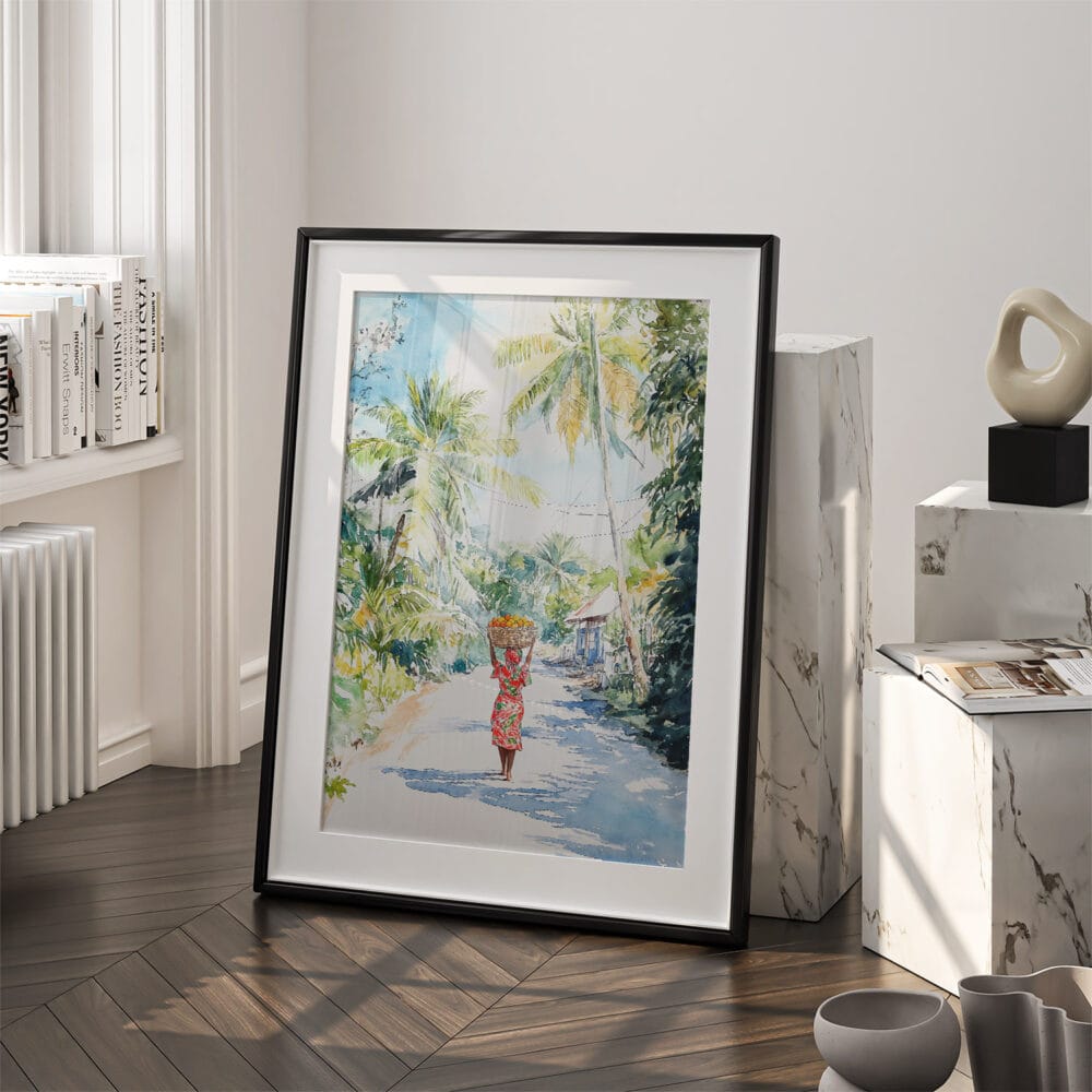 03 - Jamaica Watercolor Art - Digital Downloads - Frame Standing on floor.jpg 03 - Jamaica Watercolor Art - Digital Downloads - Frame Standing on floor.jpg