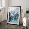 03 - Kenai Fjords National Park Watercolor Art - Digital Downloads - Frame Standing on floor.jpg