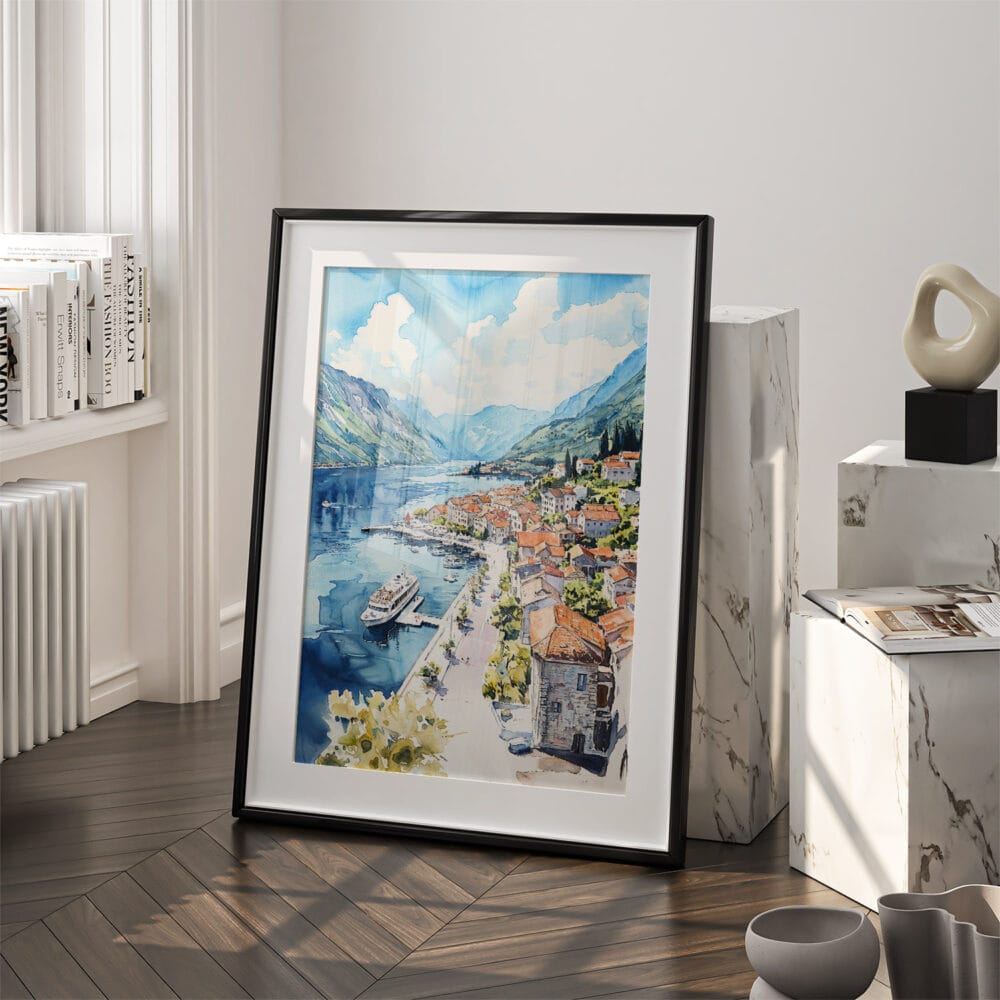 03 - Kontor Montenegro Watercolor Art - Digital Downloads - Frame Standing on floor.jpg 03 - Kontor Montenegro Watercolor Art - Digital Downloads - Frame Standing on floor.jpg