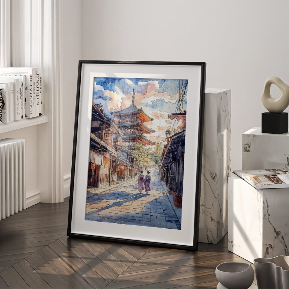 03 - Kyoto Hokan-ji Temple Watercolor Art - Digital Downloads - Frame Standing on floor.jpg 03 - Kyoto Hokan-ji Temple Watercolor Art - Digital Downloads - Frame Standing on floor.jpg