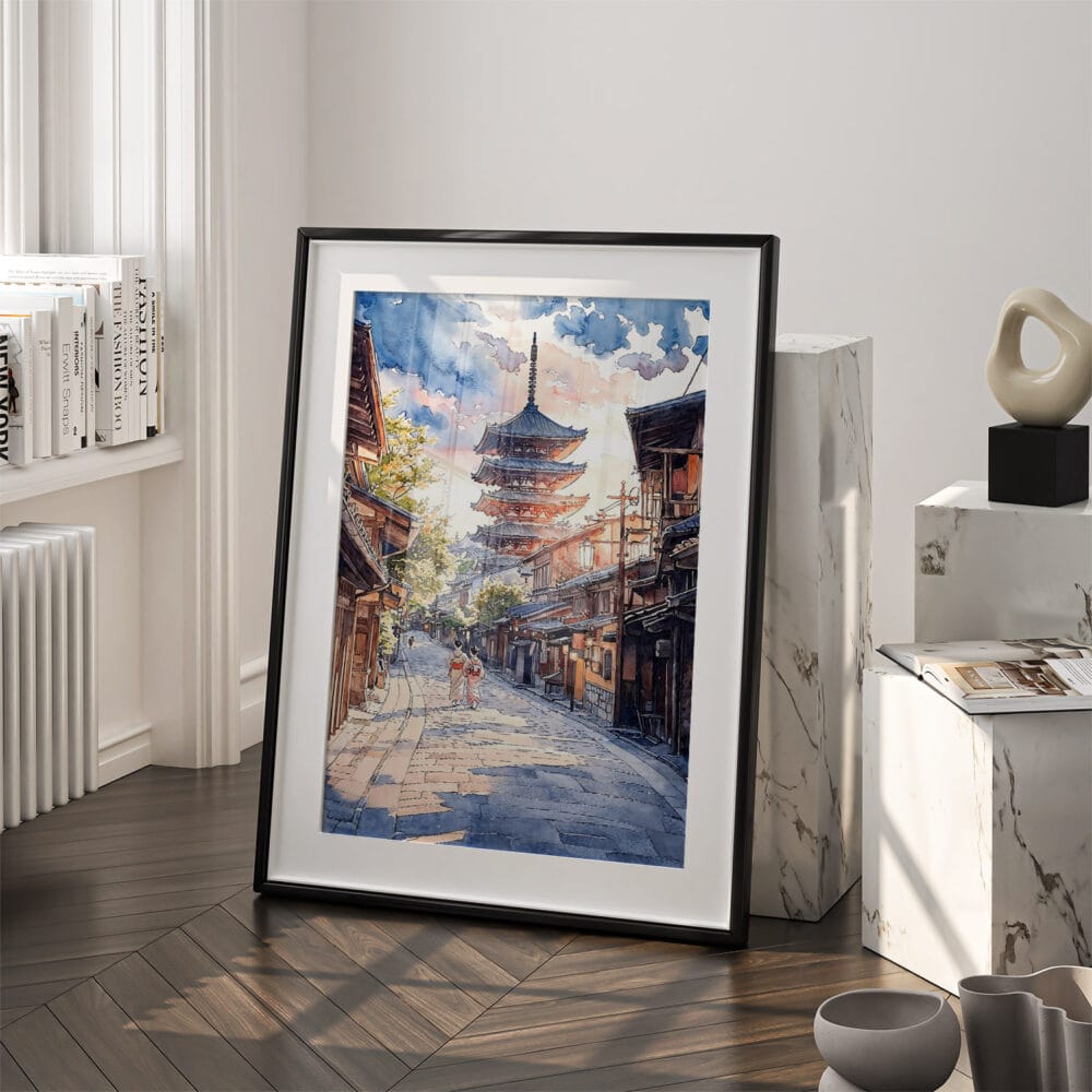 03 - Kyoto Japan - Pagoda - Sunset Watercolor Art - Digital Downloads - Frame Standing on floor.jpg 03 - Kyoto Japan - Pagoda - Sunset Watercolor Art - Digital Downloads - Frame Standing on floor.jpg