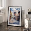 03 - Kyoto Japan - Pagoda - Sunset Watercolor Art - Digital Downloads - Frame Standing on floor.jpg