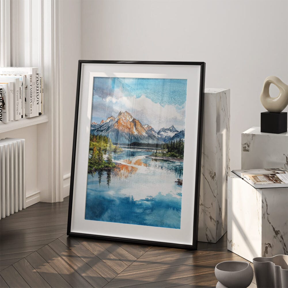 03 - Lake Clark National Park Watercolor Art - Digital Downloads - Frame Standing on floor.jpg 03 - Lake Clark National Park Watercolor Art - Digital Downloads - Frame Standing on floor.jpg