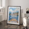 03 - Lake Como Boat View Watercolor Art - Digital Downloads - Frame Standing on floor.jpg