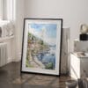 03 - Lake Como Watercolor Art - Digital Downloads - Frame Standing on floor.jpg