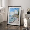 03 - Lake Garda Italy Watercolor Art - Digital Downloads - Frame Standing on floor.jpg