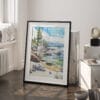03 - Lake Tahoe Watercolor Art - Digital Downloads - Frame Standing on floor.jpg