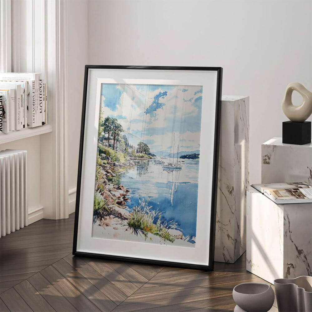 03 - Lake Windermere Watercolor 3 Art - Digital Downloads - Frame Standing on floor.jpg 03 - Lake Windermere Watercolor 3 Art - Digital Downloads - Frame Standing on floor.jpg