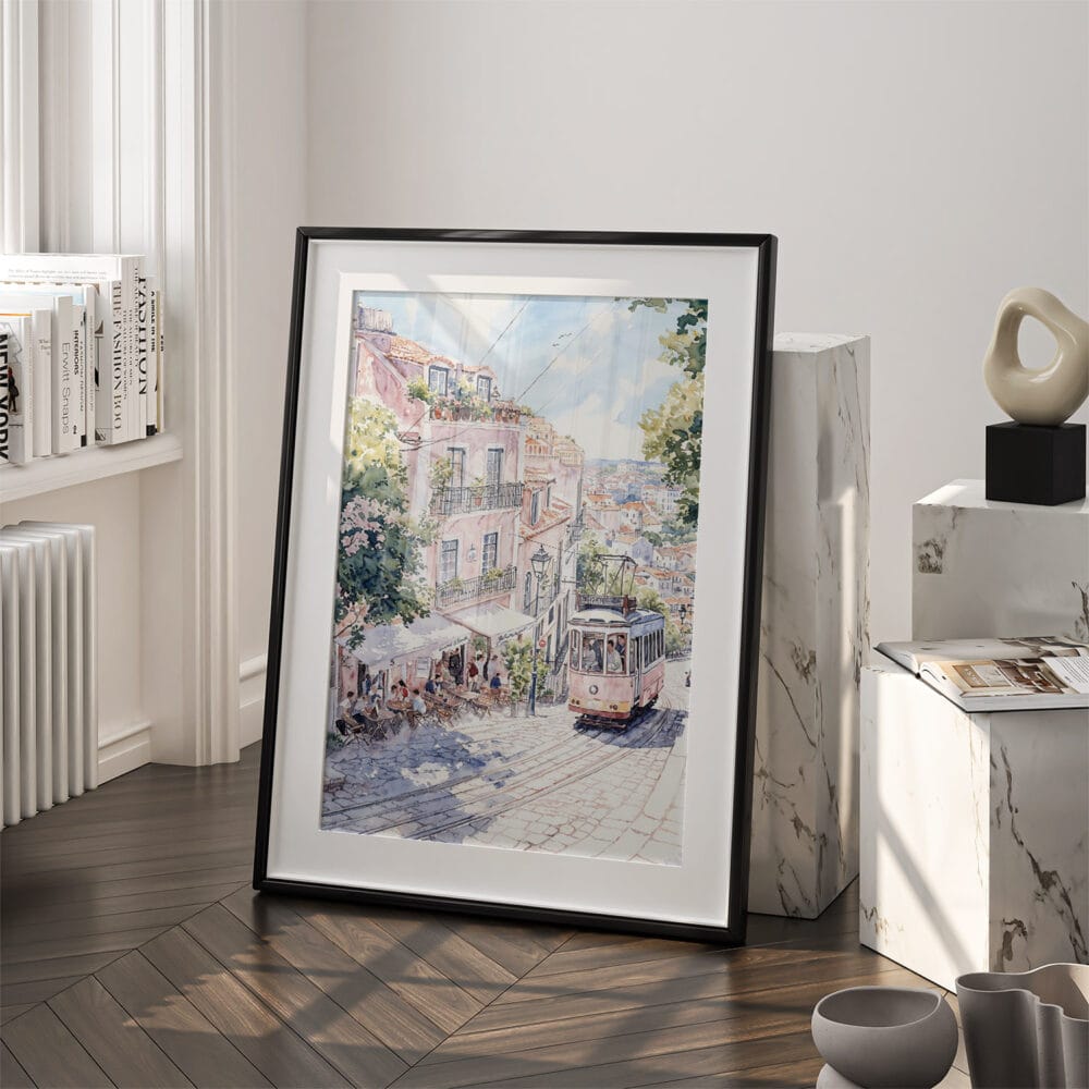 03 - Lisbon 1 Watercolor Art - Digital Downloads - Frame Standing on floor.jpg 03 - Lisbon 1 Watercolor Art - Digital Downloads - Frame Standing on floor.jpg