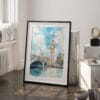 03 - London Big Ben Watercolor Art - Digital Downloads - Frame Standing on floor.jpg
