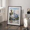 03 - Los Angeles Downtown Watercolor Art - Digital Downloads - Frame Standing on floor.jpg