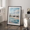 03 - Los Angeles Waterfront Homes Watercolor Art - Digital Downloads - Frame Standing on floor.jpg