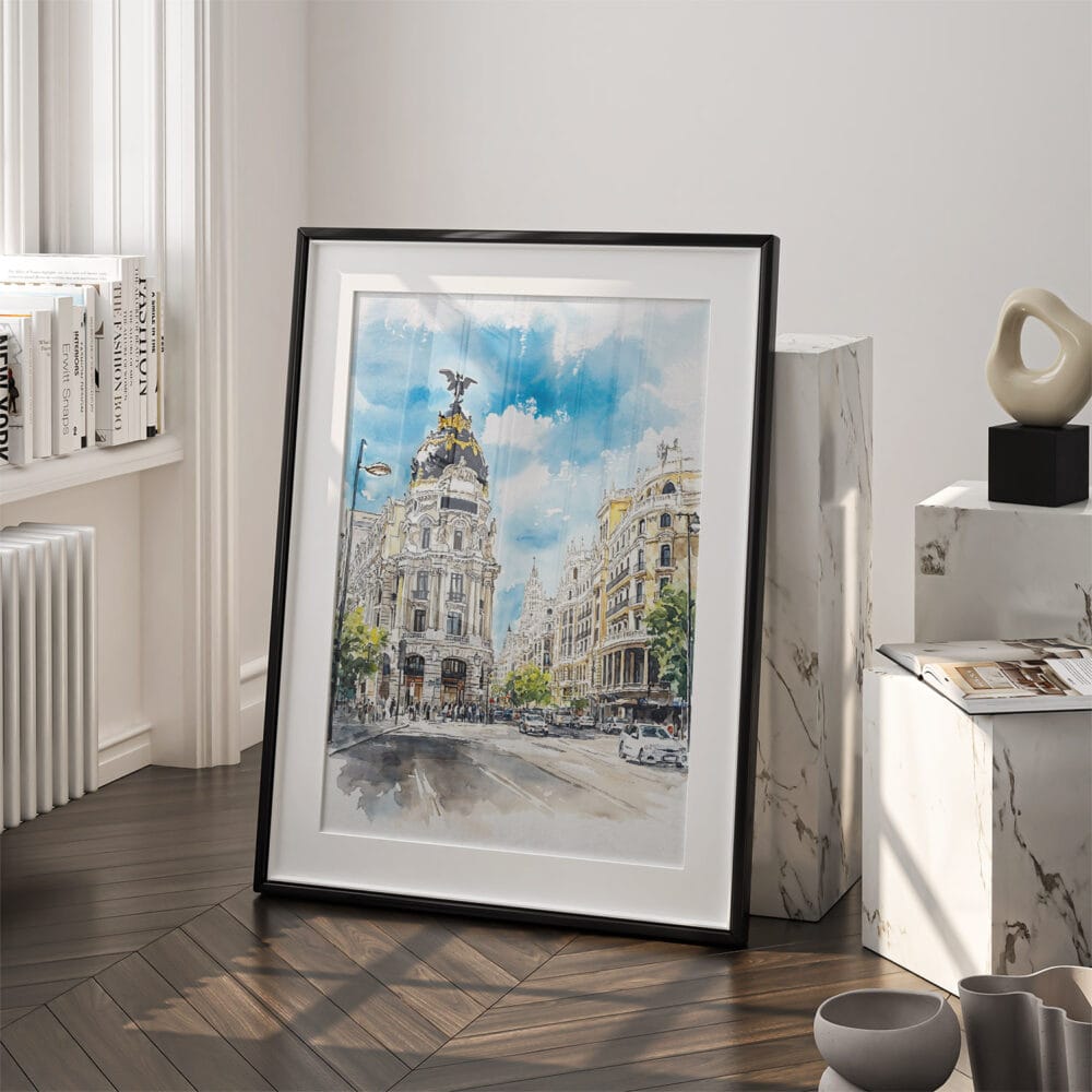 03 - Madrid Watercolor Art - Digital Downloads - Frame Standing on floor.jpg 03 - Madrid Watercolor Art - Digital Downloads - Frame Standing on floor.jpg