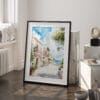 03 - Mallorca Spain Watercolor Art - Digital Downloads - Frame Standing on floor.jpg