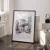 03 - Manhattan bridge - Pencil Drawing Art - Digital Downloads - Frame Standing on floor.jpg