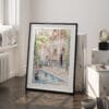 03 - Marrakesh Morroco Backyard Watercolor Art - Digital Downloads - Frame Standing on floor.jpg