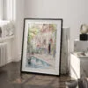 03 - Marrakesh Morroco Backyard Watercolor Art - Digital Downloads - Frame Standing on floor.jpg