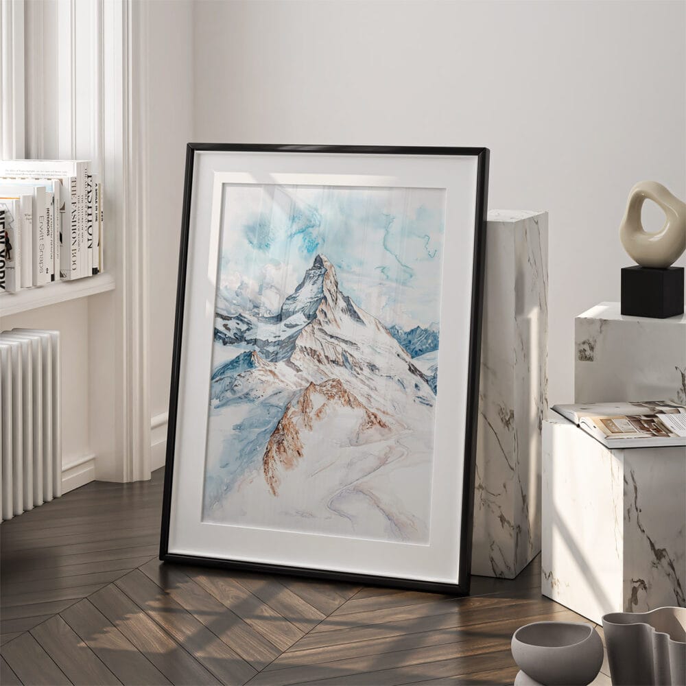 03 - Matterhorn Watercolor Art - Digital Downloads - Frame Standing on floor.jpg 03 - Matterhorn Watercolor Art - Digital Downloads - Frame Standing on floor.jpg