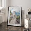 03 - Medellin Old Town Watercolor Art - Digital Downloads - Frame Standing on floor.jpg