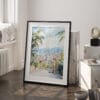 03 - Medellin Skyline watercolor Art - Digital Downloads - Frame Standing on floor.jpg