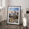 03 - Melbourne Skyline Watercolor Art - Digital Downloads - Frame Standing on floor.jpg
