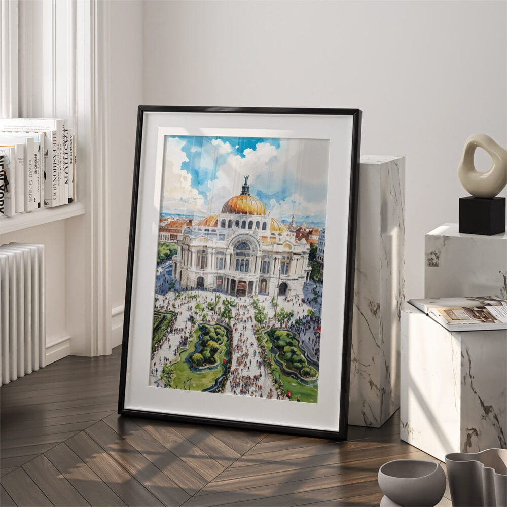 03 - Mexico Palacio de Bellas Artes Watercolor Art - Digital Downloads - Frame Standing on floor.jpg 03 - Mexico Palacio de Bellas Artes Watercolor Art - Digital Downloads - Frame Standing on floor.jpg