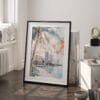 03 - Miami Florida Sunset Watercolor Art - Digital Downloads - Frame Standing on floor.jpg