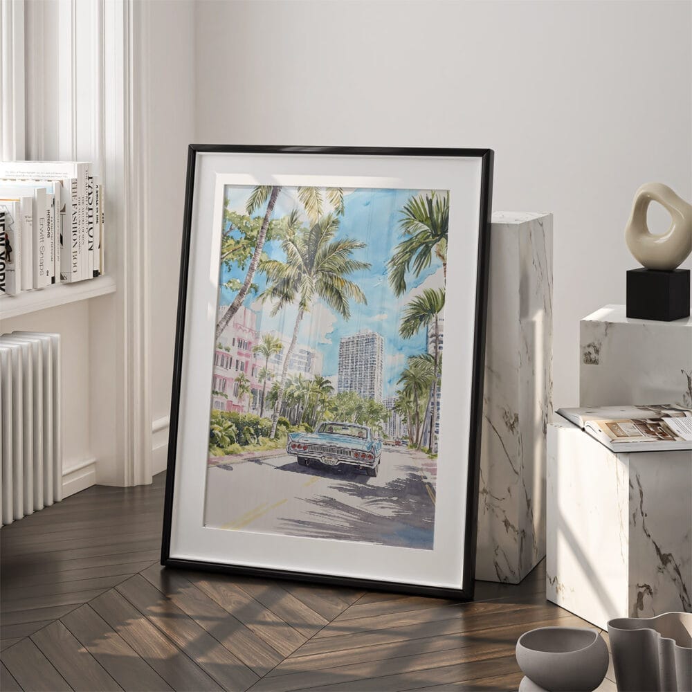03 - Miami Watercolor Art - Digital Downloads - Frame Standing on floor.jpg 03 - Miami Watercolor Art - Digital Downloads - Frame Standing on floor.jpg
