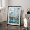 03 - Milwaukee Skyline Watercolor Art - Digital Downloads - Frame Standing on floor.jpg